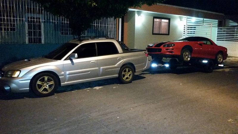 Another image from Miguel’s Facebook page. You can’t tell me that the car and trailer weighs less than 2,400 lbs.